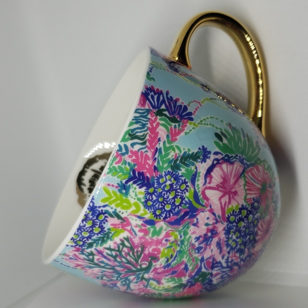 Lilly Pulitzer Blue And Pink Floral Coffee mug